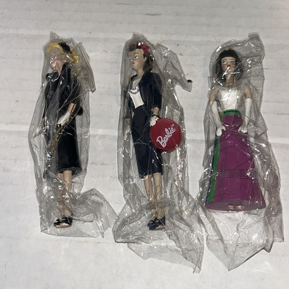 Set Of 3 Mattel Ashton Drake Heirloom Classic Barbie Ornaments New C1